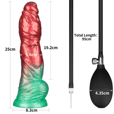 Nadmuchiwane Dildo Silikonowe Podwójnej Gęstości 25,4 cm z Przyssawką - 1 2