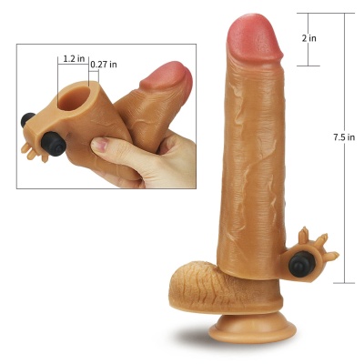 Wibrująca przedłużka penisa Add 2 19 cm 4.6 cm beżowa - 1 2