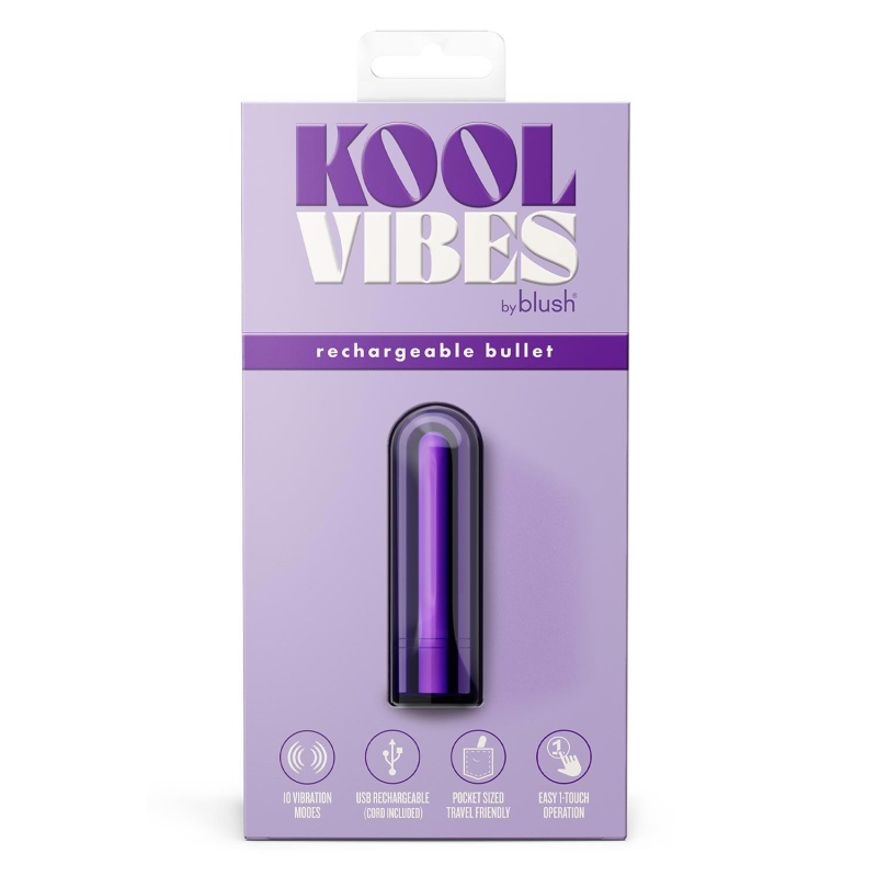Mini bullet KOOL VIBES Rechargeable Grape - 10 trybów wibracji, tworzywo ABS, długość 6,3 cm, średnica 1,8 cm - 1