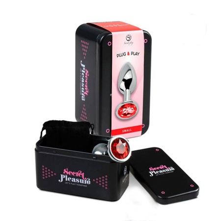 RED JEWELLED METAL BUTT PLUG S - 1