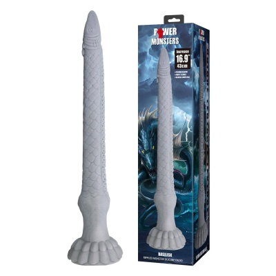 Dildo silikonowe Power Monsters Basilisk 43 cm z pofalowaną teksturą i przyssawką - 1
