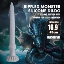 Dildo silikonowe Power Monsters Basilisk 43 cm z pofalowaną teksturą i przyssawką - 2