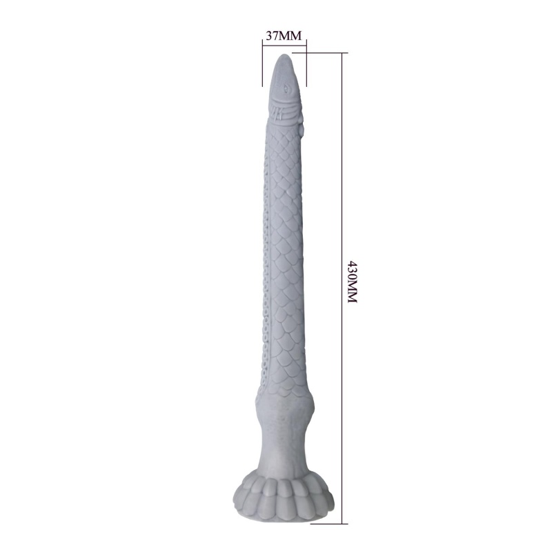 Dildo silikonowe Power Monsters Basilisk 43 cm z pofalowaną teksturą i przyssawką - 8
