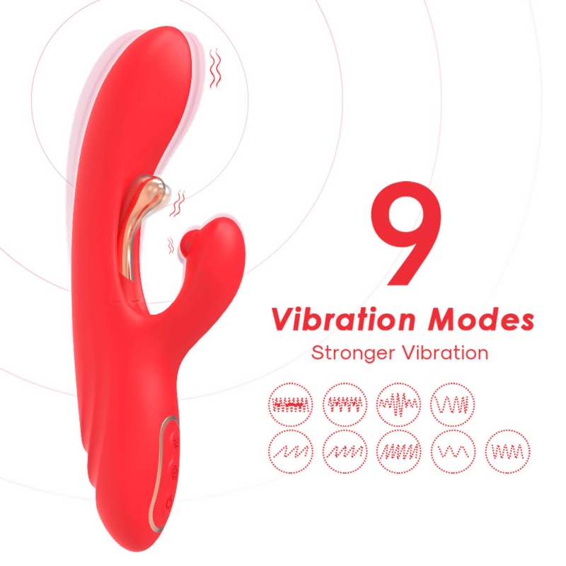 Wibrator typu króliczek Nirvana Red - trójpunktowa stymulacja wibracyjna, 9 trybów, USB-C, 22,4 cm - 8
