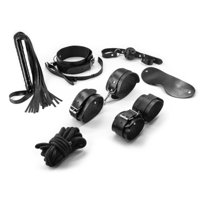 Zestaw bondage Punisher 8-częściowy – metal i skóra syntetyczna - 1