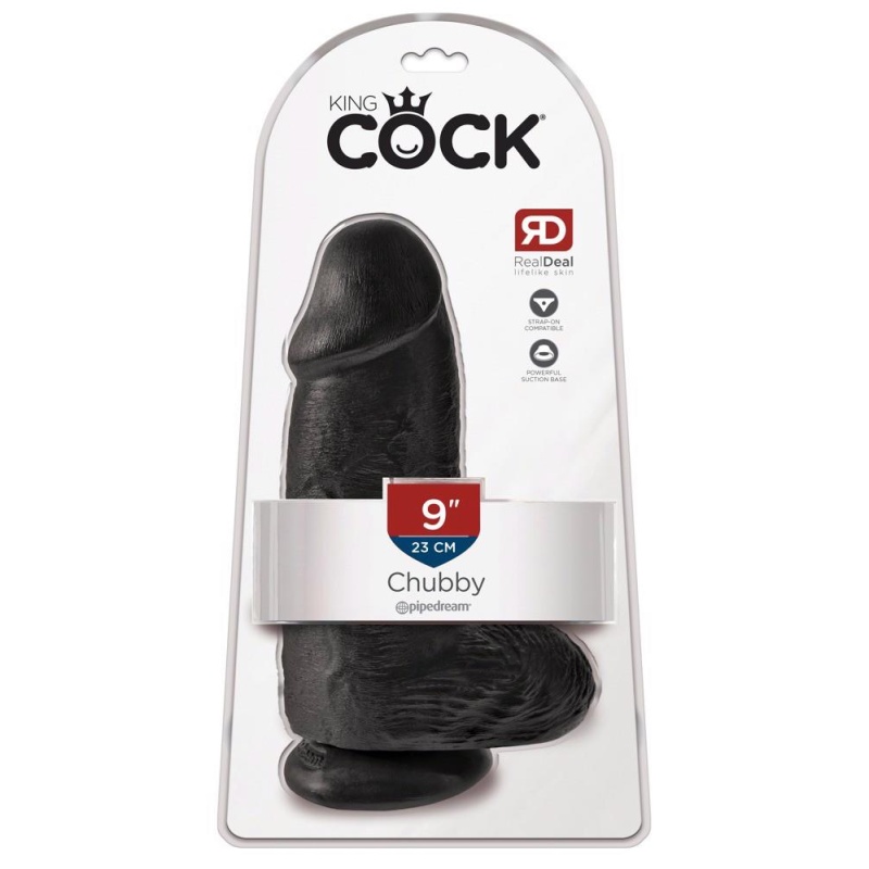 Dildo KC Chubby Dark z przyssawką i realistyczną strukturą, 22,9 cm, średnica 7,6 cm - 1
