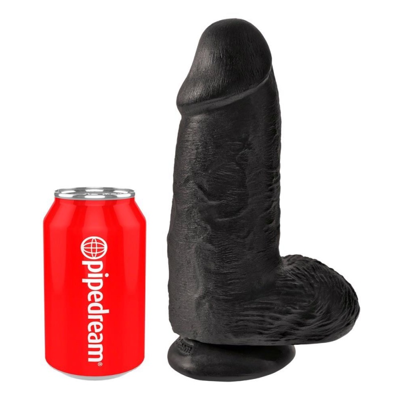 Dildo KC Chubby Dark z przyssawką i realistyczną strukturą, 22,9 cm, średnica 7,6 cm - 2