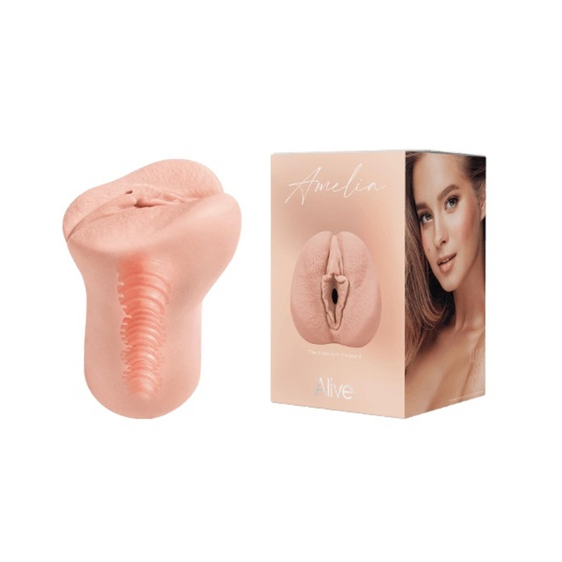 Masturbator realistyczny Amelia Super Realistic - dwuwarstwowa struktura TPE, profilowane żłobienia wewnętrzne, model manualny ( - 1