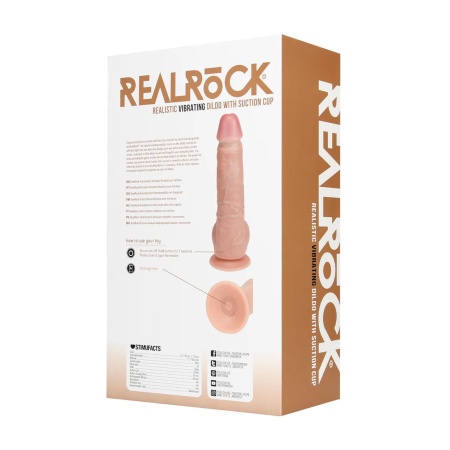 Dildo z wibracją Regular Straight Cock with Balls - realistyczna faktura, przyssawka i uprząż, 23 cm - 3