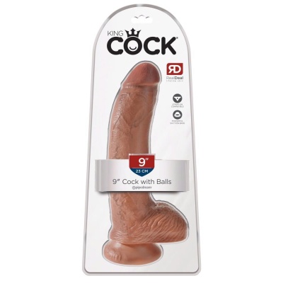 King Cock 9 inch Balls Tan - 1