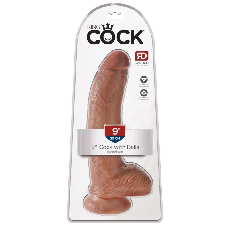 Realistyczne Dildo 9" Balls z Jądrami i Żołędzią – Podstawa Przyssawkowa, 22,9 cm - 1