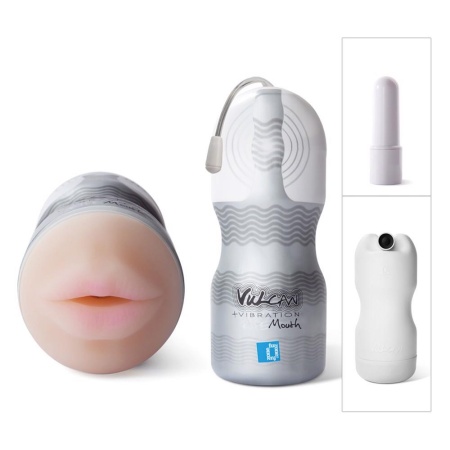 Masturbator ustny wibrujący Vulcan Ripe Mouth Vibrating – elastyczna struktura ust z SEBS, 6 rytmów wibracji, długość całkowita - 8