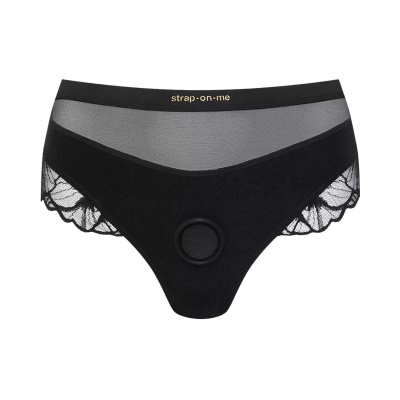 Harness Lingerie Sublime L Black - wysokie stringi typu thong z silikonowym ringiem, talia 74-81 cm, biodra 99-109 cm - 1