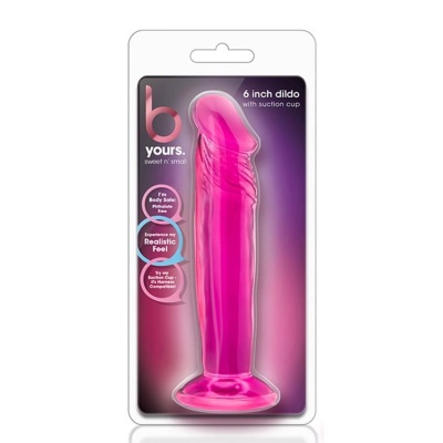 Dildo B Yours Sweet N' Small 6" - Przyssawka i Faktura żył, 16,5 cm, Ø 3,8 cm, Różowy - 1