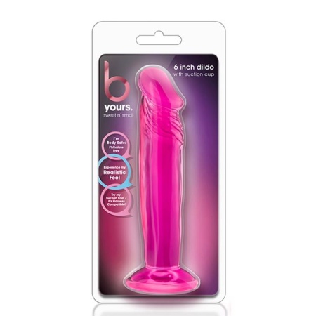 Dildo B Yours Sweet N' Small 6" - Przyssawka i Faktura żył, 16,5 cm, Ø 3,8 cm, Różowy - 1