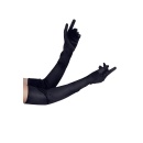 LONG BLACK SATIN GLOVES TU (Size: TU) - 1