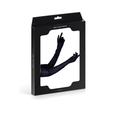LONG BLACK SATIN GLOVES TU (Size: TU) - 1 2