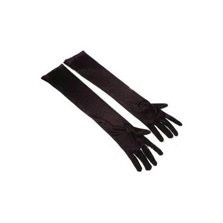 LONG BLACK SATIN GLOVES TU (Size: TU) - 4
