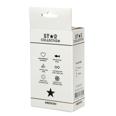 Star Collection - Pink Silicone Anal Plug M - Light Pink Stone - 1 2