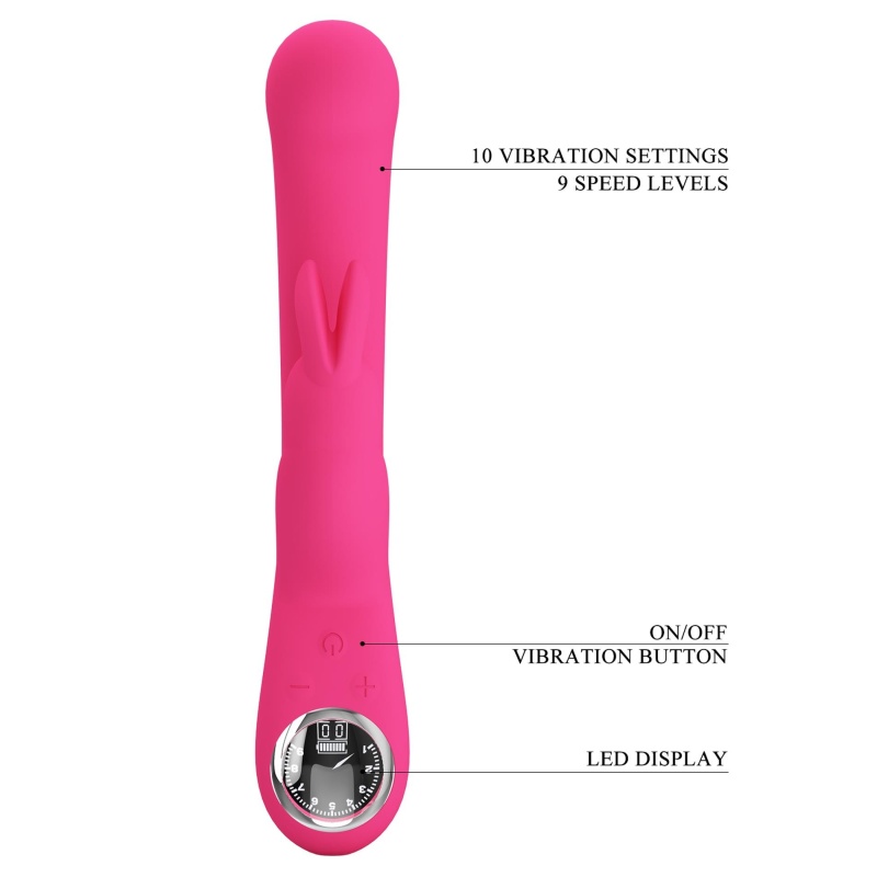 Wibrator króliczek Lamar Pink - 10 funkcji wibracji, 9 poziomów prędkości, podwójna stymulacja punktu G i łechtaczki - 9