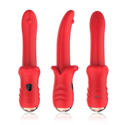 Wibrator Giant Tongue z 9 trybami wibracji i wyświetlaczem LED, długość 18,3 cm, średnica 3,1-4 cm, silikon medyczny - 1 2
