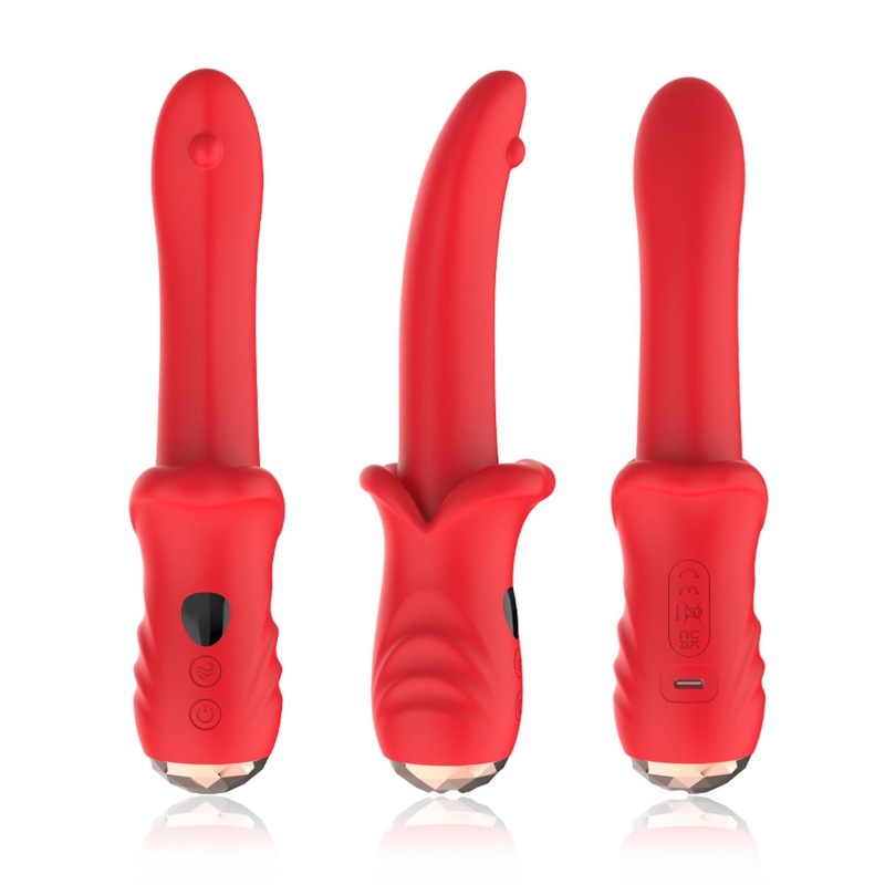 Wibrator Giant Tongue z 9 trybami wibracji i wyświetlaczem LED, długość 18,3 cm, średnica 3,1-4 cm, silikon medyczny - 2