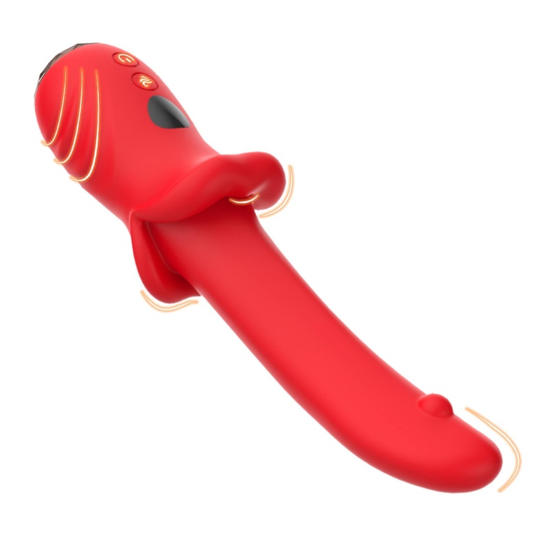 Wibrator Giant Tongue z 9 trybami wibracji i wyświetlaczem LED, długość 18,3 cm, średnica 3,1-4 cm, silikon medyczny - 3