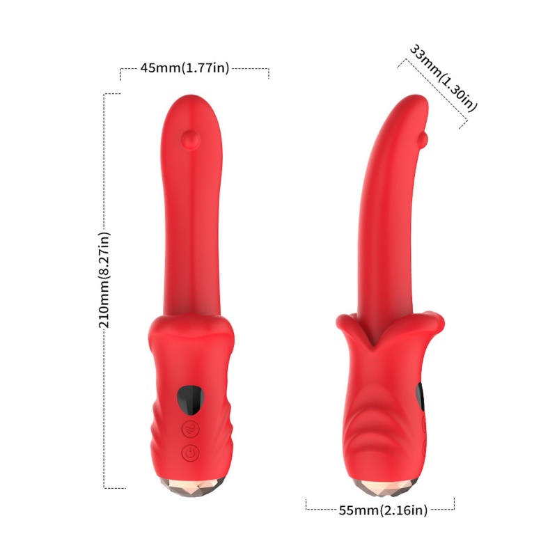 Wibrator Giant Tongue z 9 trybami wibracji i wyświetlaczem LED, długość 18,3 cm, średnica 3,1-4 cm, silikon medyczny - 5