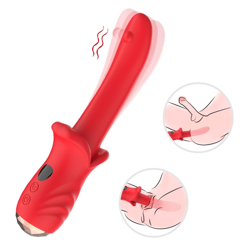 Wibrator Giant Tongue z 9 trybami wibracji i wyświetlaczem LED, długość 18,3 cm, średnica 3,1-4 cm, silikon medyczny - 8