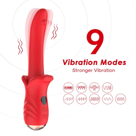 Wibrator Giant Tongue z 9 trybami wibracji i wyświetlaczem LED, długość 18,3 cm, średnica 3,1-4 cm, silikon medyczny - 9