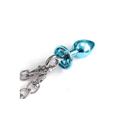 NIXIE METAL BUTT PLUG & FURRY HANDCUFF SET, MEDIUM,Â BLUE METALLIC - 4