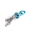 NIXIE METAL BUTT PLUG & FURRY HANDCUFF SET, MEDIUM,Â BLUE METALLIC - 4