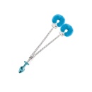 NIXIE METAL BUTT PLUG & FURRY HANDCUFF SET, MEDIUM,Â BLUE METALLIC - 5