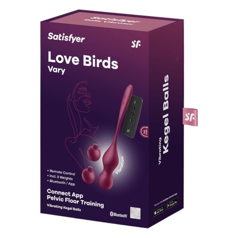 Kulki miłości Love Birds Vary Connect App - wibrujące, 3 wymienne obciążniki 29/35/43 g, długość 22,2 cm - 8