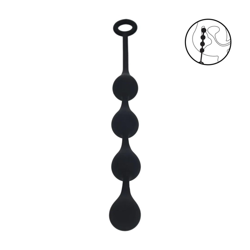 Kulki analne Waterdrop M - 4 kule na elastycznym trzonie z pętlą chwytną, długość insertowana 30 cm - 2