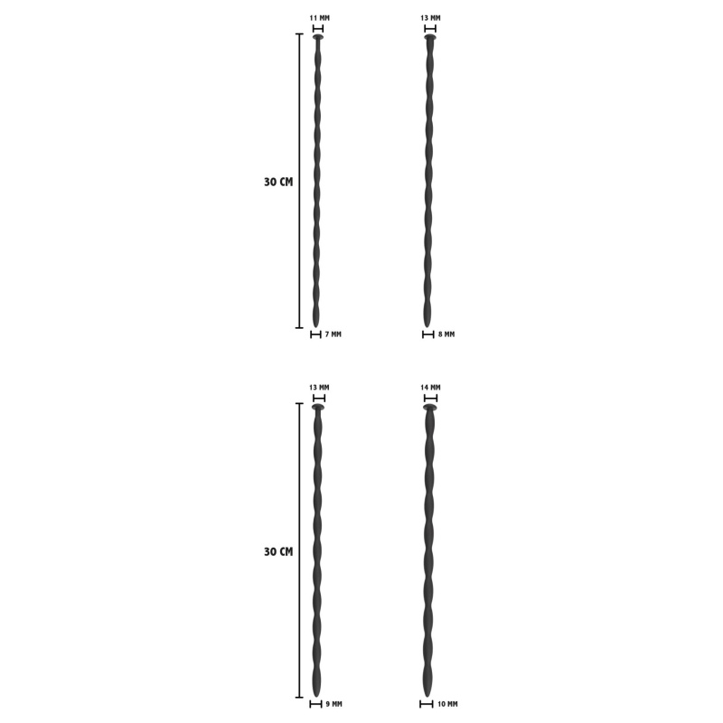 Zestaw dilatorów do cewki moczowej Penis Dilator Set Large – silikonowe spirale 30 cm - 3