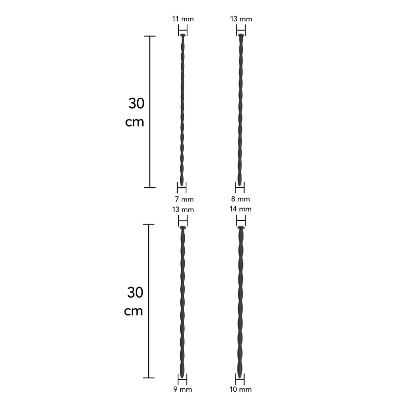 Zestaw dilatorów do cewki moczowej Penis Dilator Set Large – silikonowe spirale 30 cm - 6