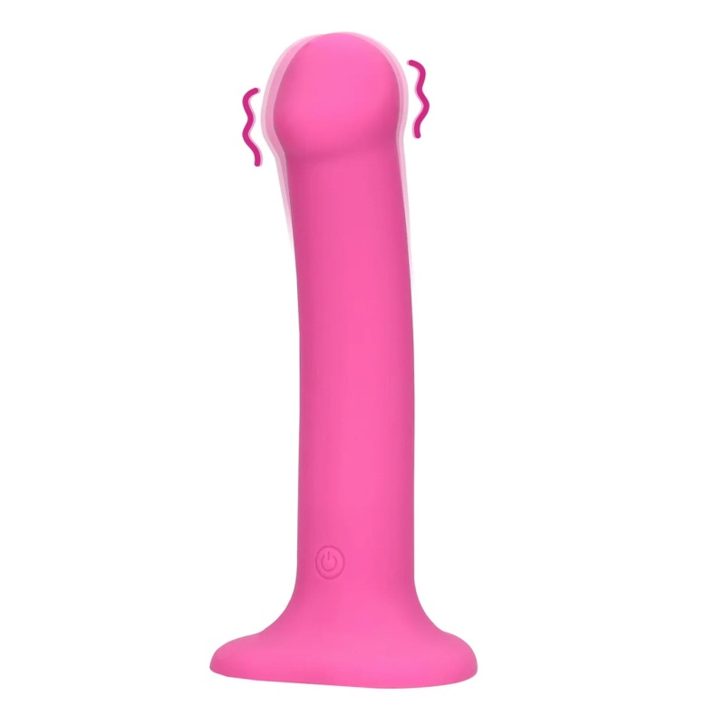 Non-Phallic Vibrating Dildo - Medium - Powerful Pink - 1