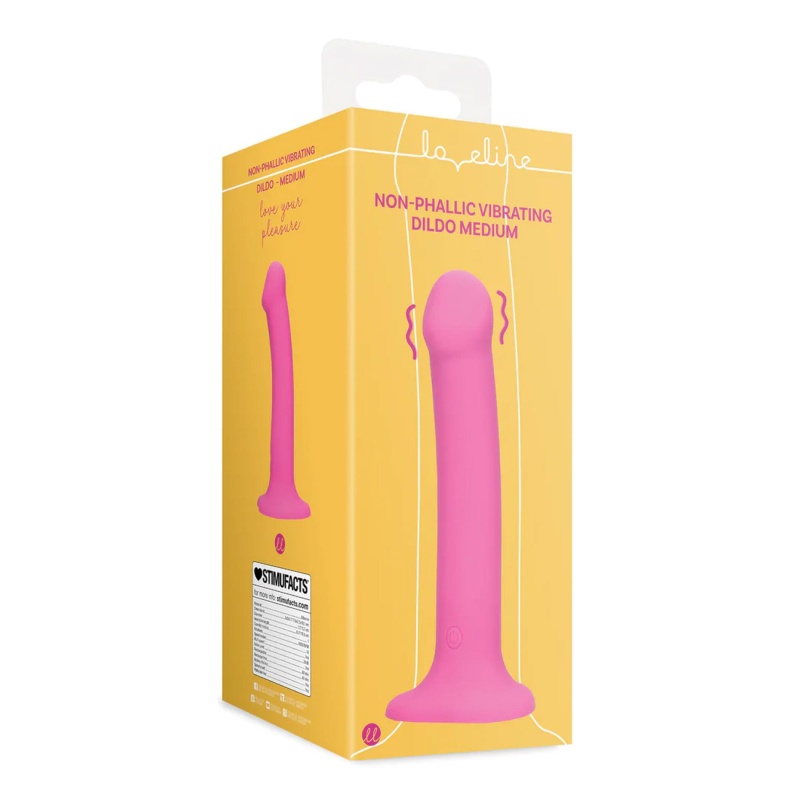 Non-Phallic Vibrating Dildo - Medium - Powerful Pink - 2