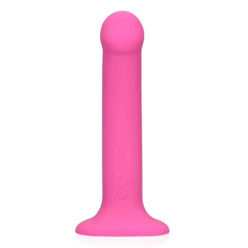 Non-Phallic Vibrating Dildo - Medium - Powerful Pink - 4