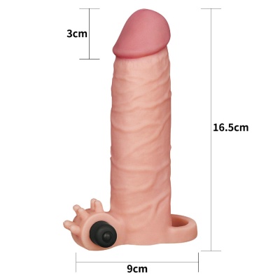 Przedłużacz penisa Pleasure X Tender 5 cm z wibracją, cielisty - 1 2