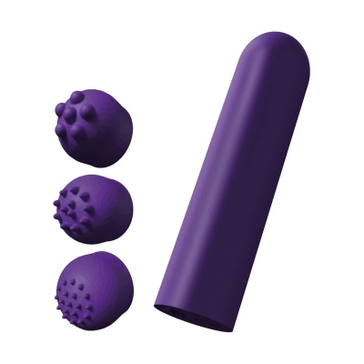 Wibrator kieszonkowy Pocket Stimulator Purple z 3 wymiennymi nakładkami, o długości 6 cm - 1