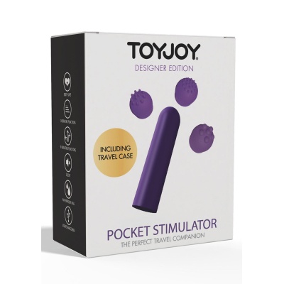 Wibrator kieszonkowy Pocket Stimulator Purple z 3 wymiennymi nakładkami, o długości 6 cm - 1 2