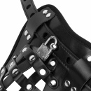 Pas cnoty Chastity Cage Panty Black - eko-skóra, regulowane paski z otworami, zintegrowana klatka, metalowy karabińczyk - 5