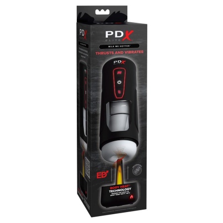 Masturbator Milk Me Hotter Black – automatyczne wibracje, ruch posuwisto-zwrotny, podgrzewanie, długość 24,8 cm - 1