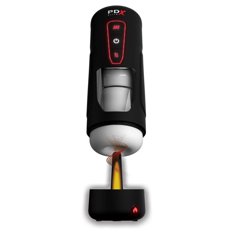 Masturbator Milk Me Hotter Black – automatyczne wibracje, ruch posuwisto-zwrotny, podgrzewanie, długość 24,8 cm - 2