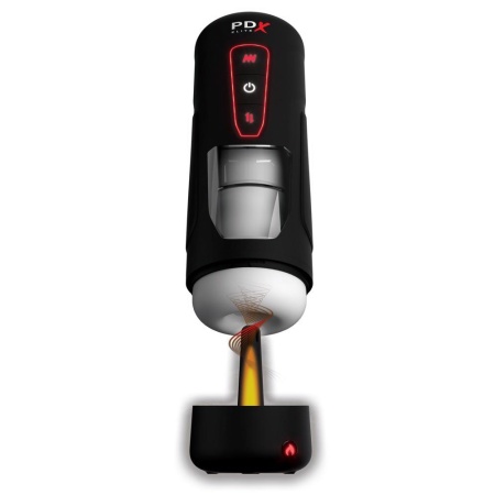 Masturbator Milk Me Hotter Black – automatyczne wibracje, ruch posuwisto-zwrotny, podgrzewanie, długość 24,8 cm - 2