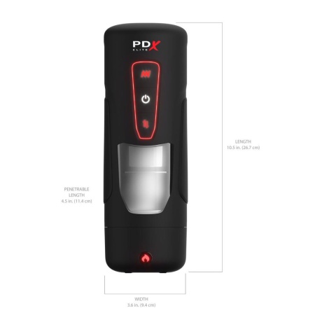 Masturbator Milk Me Hotter Black – automatyczne wibracje, ruch posuwisto-zwrotny, podgrzewanie, długość 24,8 cm - 6