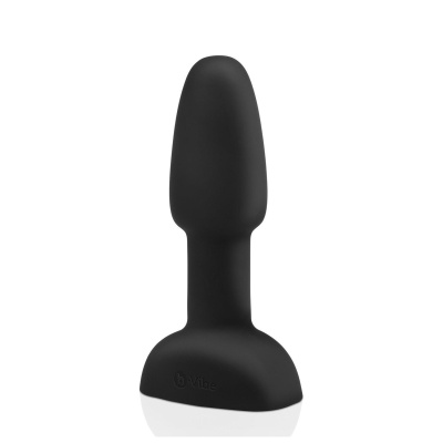 Rimming Petite Black - obrotowo-wibrujący korek analny z pilotem, bezszwowy silikon, długość insertacyjna 10 cm, średnica 3,5 cm - 1 2