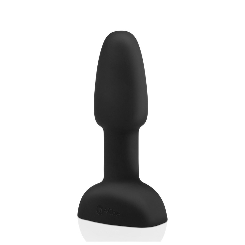 Rimming Petite Black - obrotowo-wibrujący korek analny z pilotem, bezszwowy silikon, długość insertacyjna 10 cm, średnica 3,5 cm - 2